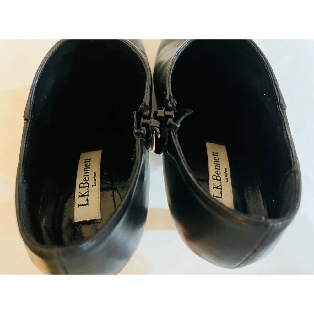 L.K BENNETT LONDON Black Leather Suede Booties Shoes Size 36